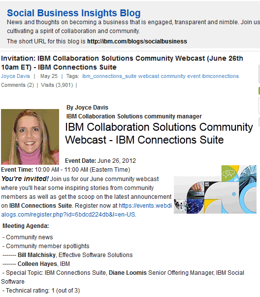 Image:Join Colleen Burns and Myself on the June IBM Collaboration Solutions Community Webcast!